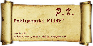 Peklyanszki Klió névjegykártya
